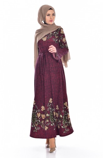 Claret Red Hijab Dress 0203-01