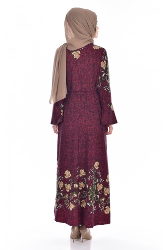 Claret Red Hijab Dress 0203-01