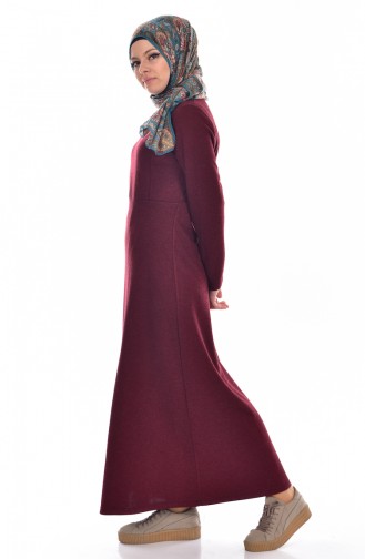 Claret Red Hijab Dress 5163-04