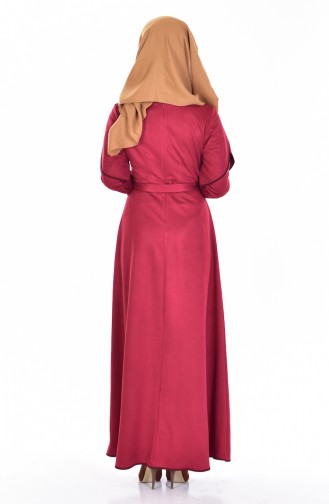 Claret Red Hijab Dress 0570-02
