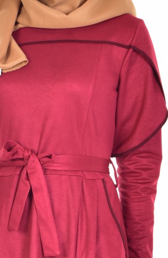 Claret Red Hijab Dress 0570-02
