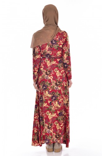 W. B Viscose Printed Dress 5730-03 Claret Red 5730-03