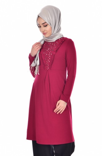 Tunic with Pearls 3254-02 Burgundy 3254-02