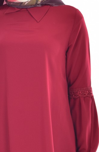 Lacy Ruched Tunic 1100-02 Burgundy 1100-02