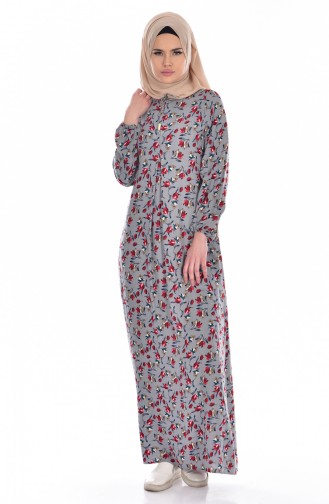 Gray Hijab Dress 1735-04