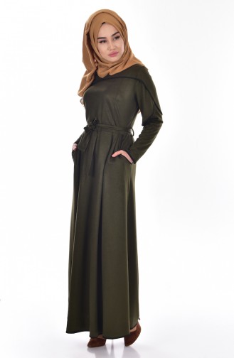 Khaki Hijab Dress 0570-03