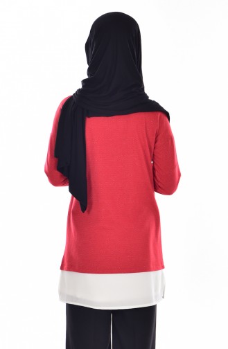 Tunique Paillette Col Chemise 50111-06 Rouge 50111-06