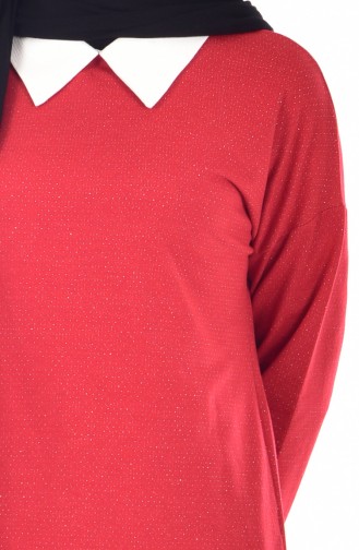 Tunique Paillette Col Chemise 50111-06 Rouge 50111-06
