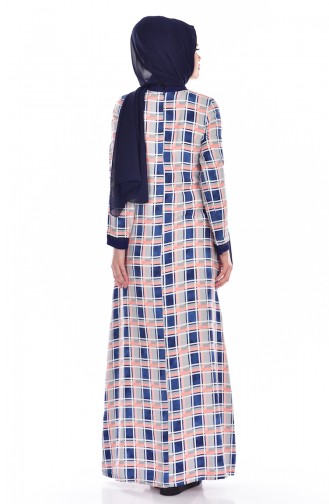 Navy Blue Hijab Dress 1717-02