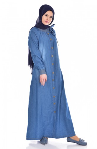 Navy Blue Hijab Dress 1693-01