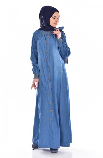 Navy Blue Hijab Dress 1693-01