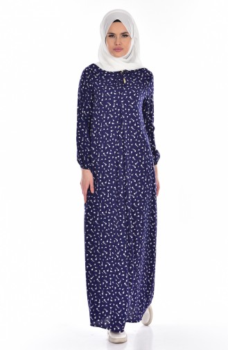 Navy Blue Hijab Dress 1736-03