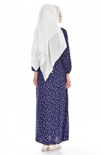 Navy Blue Hijab Dress 1736-03