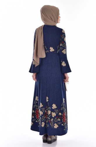 Navy Blue Hijab Dress 0203-03