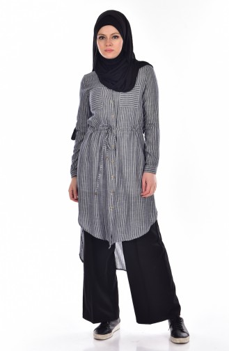 Striped Tunic with Buttons 51242-04 Navy Blue 51242-04