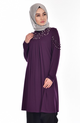 Tunic with Pearls 3253-01 Purple 3253-01