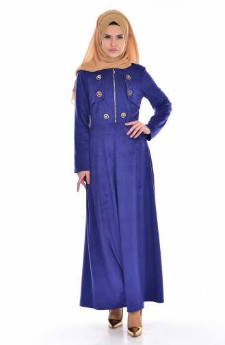 Saks-Blau Hijab Kleider 0625-01