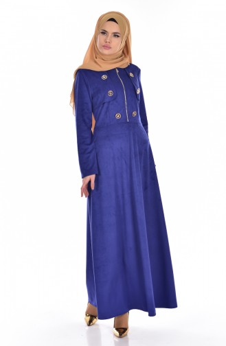 Saks-Blau Hijab Kleider 0625-01