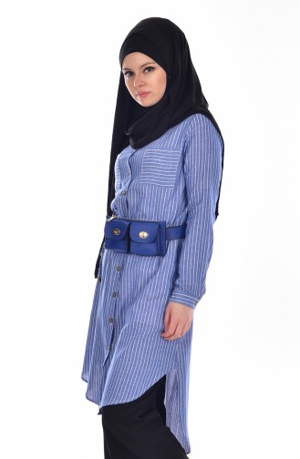Striped Tunic with Buttons 51242-03 Saxe Blue 51242-03