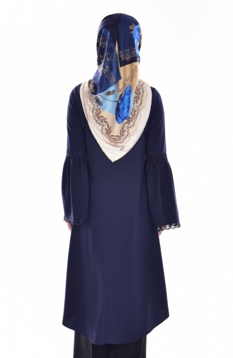 Lacy Ruched Tunic 1100-07 Navy Blue 1100-07