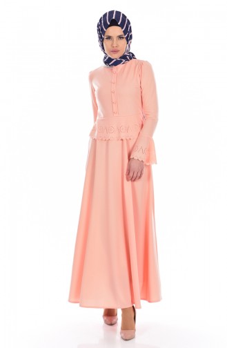 Salmon Hijab Dress 1163-12