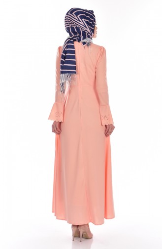 Salmon Hijab Dress 1163-12