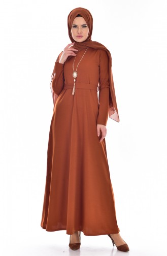 Tan Hijab Dress 3701-03