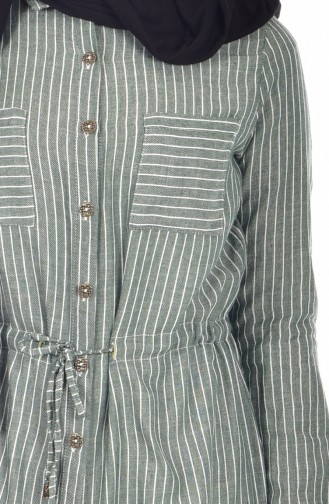 Striped Tunic with Buttons 51242-01 Green 51242-01