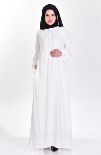 White Hijab Dress 2222A-01