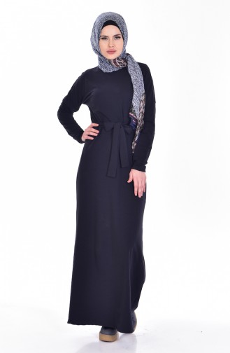 Navy Blue Hijab Dress 1003-02