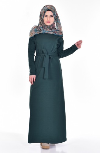 Hijab Kleid mit Gürtel 1003-05 Grün 1003-05