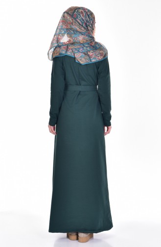 Grün Hijab Kleider 1003-05