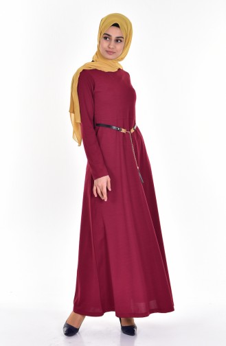 Weinrot Hijab Kleider 3702-04