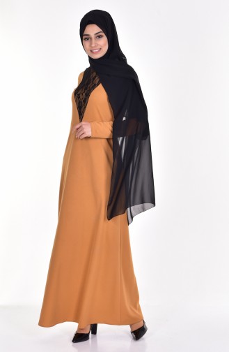 Mustard Hijab Dress 4437-07