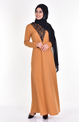 Mustard Hijab Dress 4437-07