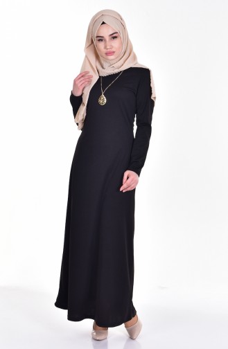 ميرا-فستان سادة مُزين بسلسال 2094-12