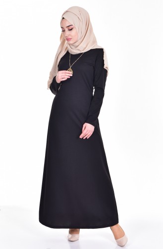 ميرا-فستان سادة مُزين بسلسال 2094-12