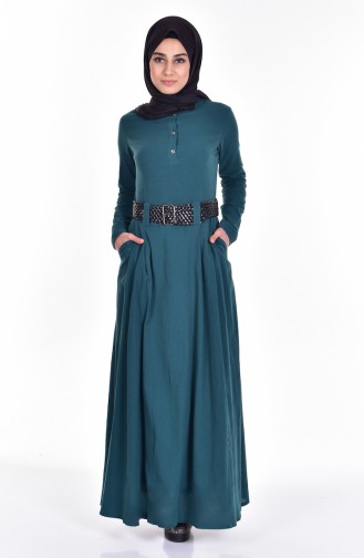 Kleid mit Gürtel 3001-05 Smaragdgrün 3001-05