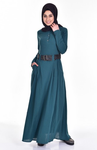 Kleid mit Gürtel 3001-05 Smaragdgrün 3001-05