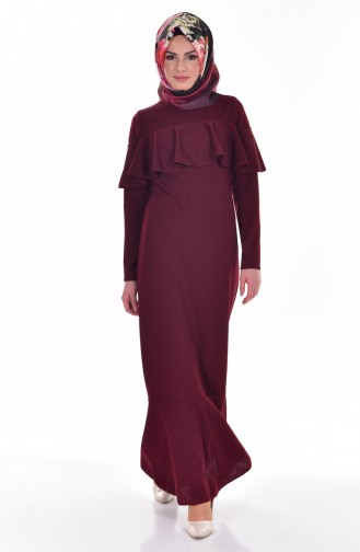 Claret Red Hijab Dress 4122-05