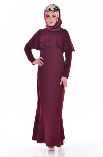 Claret Red Hijab Dress 4122-05