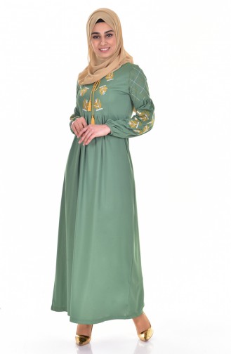 Green Almond Hijab Dress 3694-03