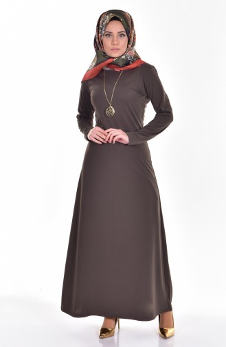 Khaki Hijab Dress 2094-10