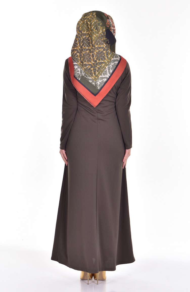 Khaki Hijab Dress 2094-10 | Sefamerve
