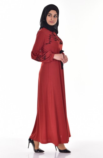 Dress with Pearls 3697-01 Red Tile 3697-01