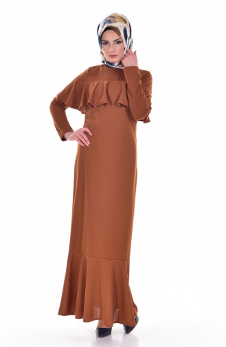 Tan Hijab Dress 4122-04