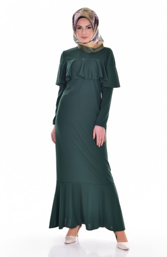 Emerald Green Hijab Dress 4122-07