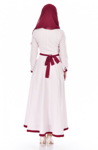 Robe a Rayure et Paillette 300029-01 Ecru Bordeaux 300029-01