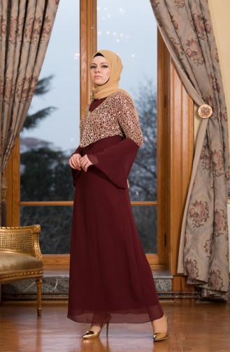 Abendkleid mit Jacke  3288-02 Weinrot 3288-02