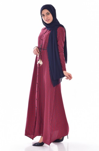 Claret Red Hijab Dress 8103-05